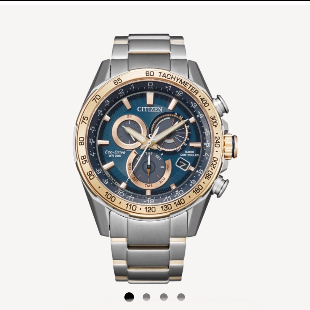 New Citizen Men's Eco-Drive PCAT Blue Dial Two-Tone Watch | 43mm | CB5916-59L